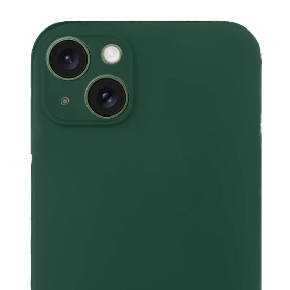 Etui do iPhone 13 silikonowe z mikrofibrą soft touch z osłoną na aparat, butelkowo zielone (3)