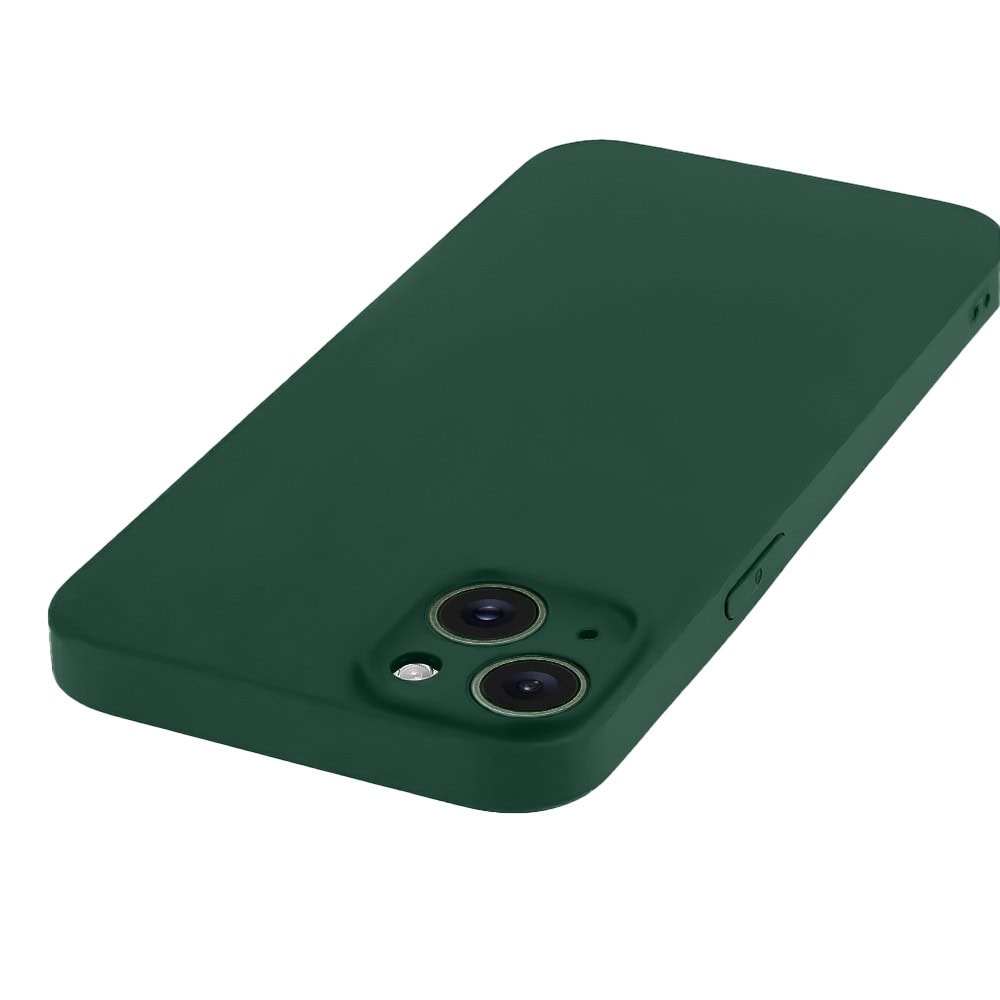 Etui do iPhone 13 silikonowe z mikrofibrą soft touch z osłoną na aparat, butelkowo zielone (4)