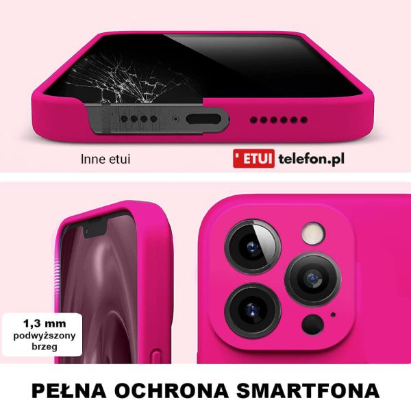 etui do iphone 13 pro max silikonowe z mikrofibrą premium soft touch różowe 5