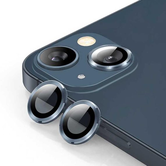 Metalowa osłona obiektywów szkło na aparat iPhone 13 Mini górski błękit