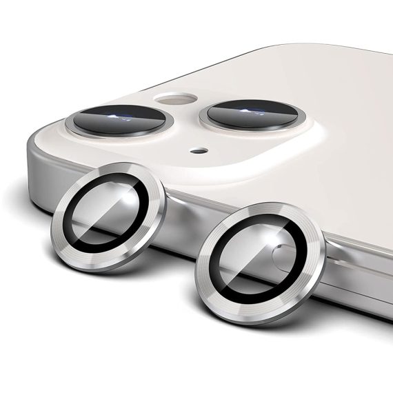 Metalowa osłona obiektywów szkło na aparat iPhone 14 Plus, srebrne