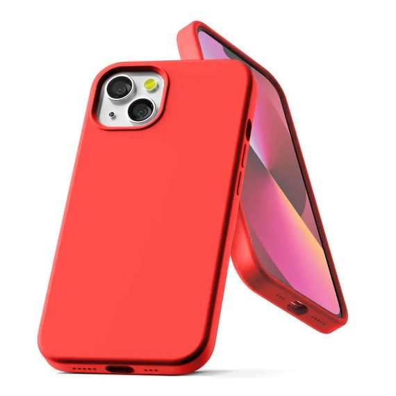 Etui do iPhone 13 mini silikonowe z mikrofibrą premium soft touch czerwony