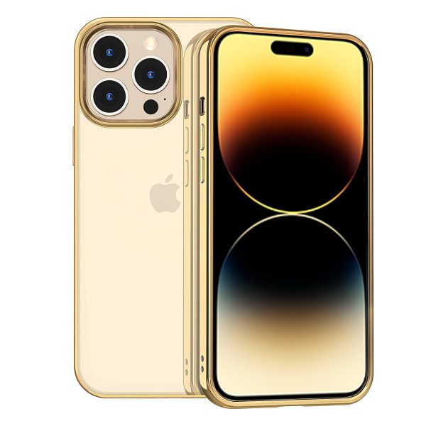 Etui do iPhone 13 Pro JETech Simple Metallic gold przeźroczyste z ramką w kolorze złota