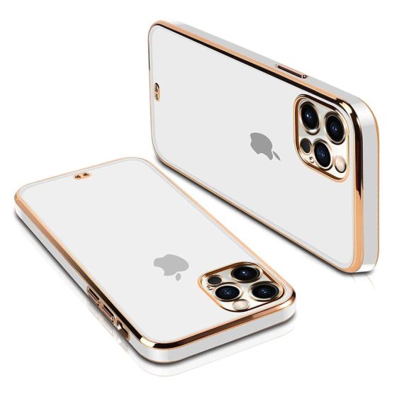 etui iphone 11 pro białe luxury style przezroczysty tył, biała ramka 1