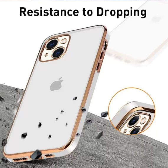etui iphone 13 białe luxury style przezroczysty tył, biala ramka 3