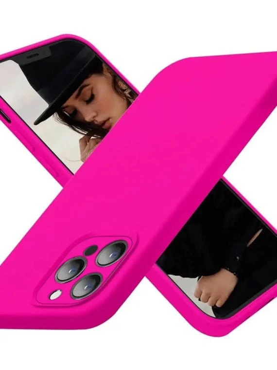 etui iphone 13 pro silikonowe z osłoną na aparat różowe 1
