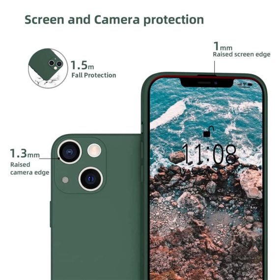 etui iphone 13 silikonowe z osłoną aparatu zielone 4