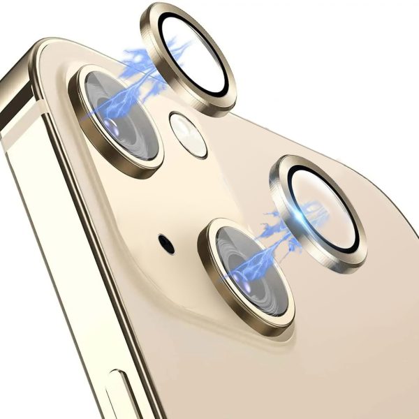 Metalowa osłona obiektywów szkło na aparat iPhone 13 złote