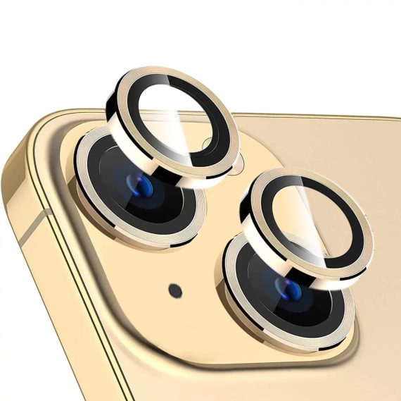 Metalowa osłona obiektywów szkło na aparat iPhone 13 Mini złote
