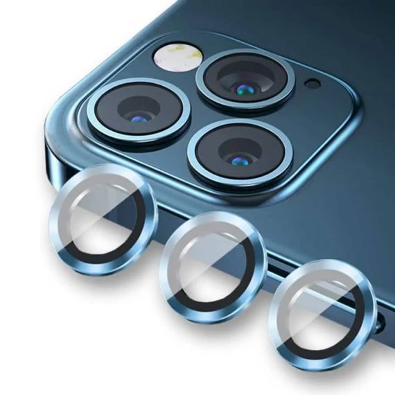 Metalowa osłona obiektywów szkło na aparat iPhone 13 Pro górski błękit