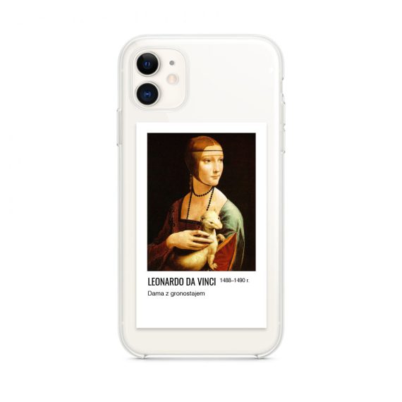Etui do iPhone 11 przeźroczyste z nadrukiem Dama z gronostajem