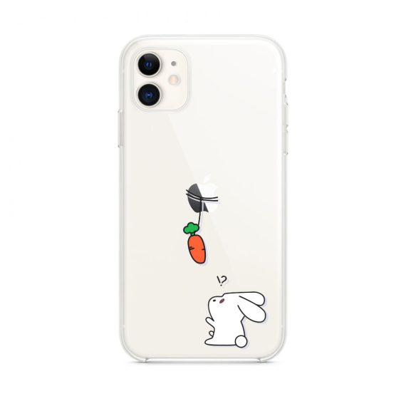 Etui do iPhone 11 przeźroczyste z nadrukiem Mini Pets, królik i marchewka
