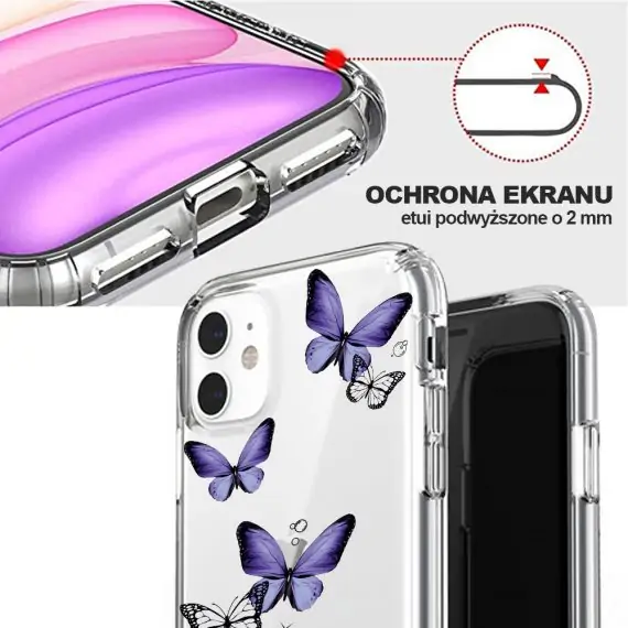mock u iphone 11 przezroczyste z nadrukiem fioletowy motyle2