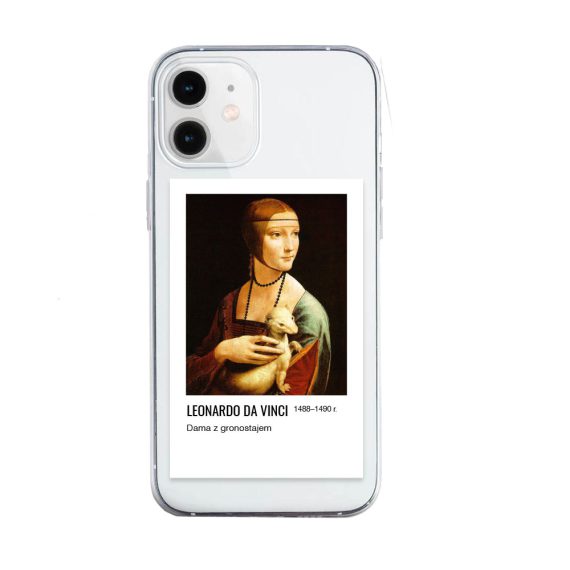 Etui do iPhone 12 silikonowe przeźroczyste z nadrukiem Dama z gronostajem
