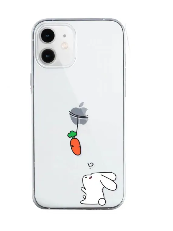mock u iphone 12 przezrocyste z nadrukiem biały królik