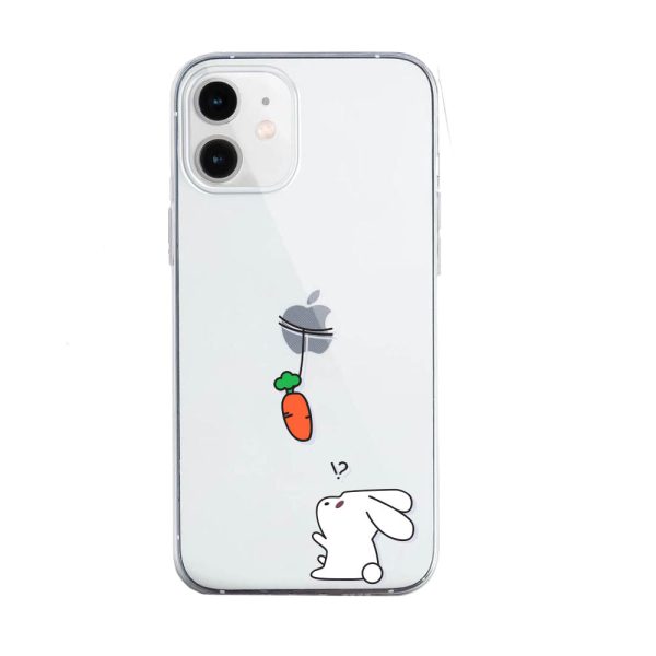 mock u iphone 12 przezrocyste z nadrukiem biały królik