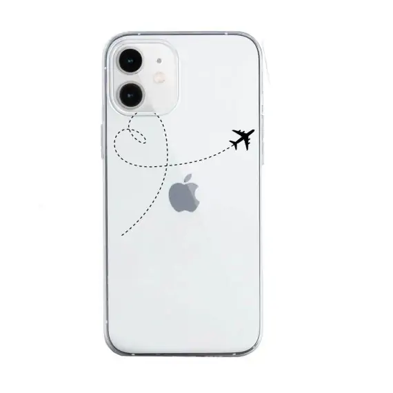 Etui do iPhone 12 mini silikonowe przeźroczyste z nadrukiem ślady samolotu