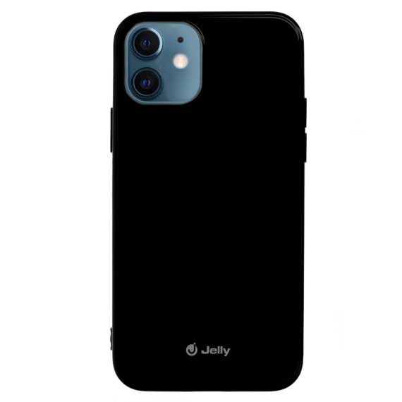 Etui do iPhone 12 Mini silikonowe błyszczące z osłoną na aparat czarne