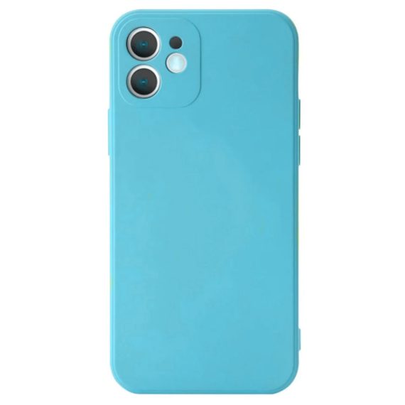 Etui do iPhone 12 silikonowe z mikrofibrą soft touch z osłoną na aparat, pastelowy niebieski