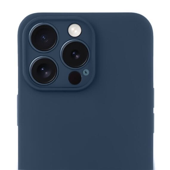 Etui do iPhone 12 Pro Max silikonowe z mikrofibrą soft touch z osłoną na aparat, granatowe (3)