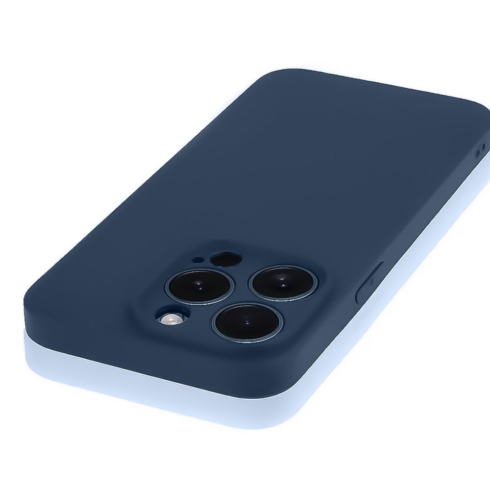 Etui do iPhone 12 Pro Max silikonowe z mikrofibrą soft touch z osłoną na aparat, granatowe (4)