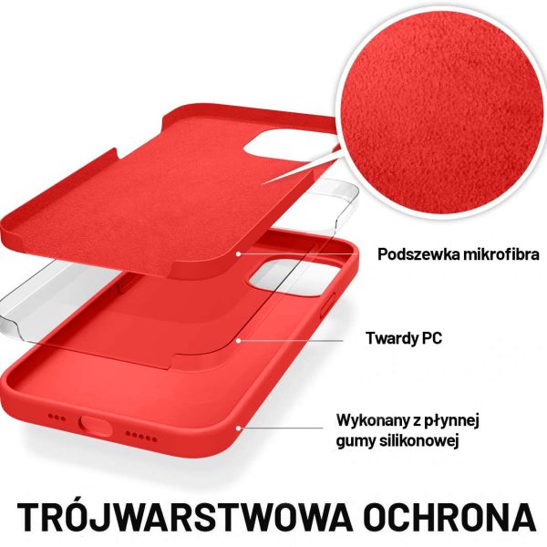 etui do iphone 12 pro silikonowe z mikrofibrą premium soft touch czerwone 4