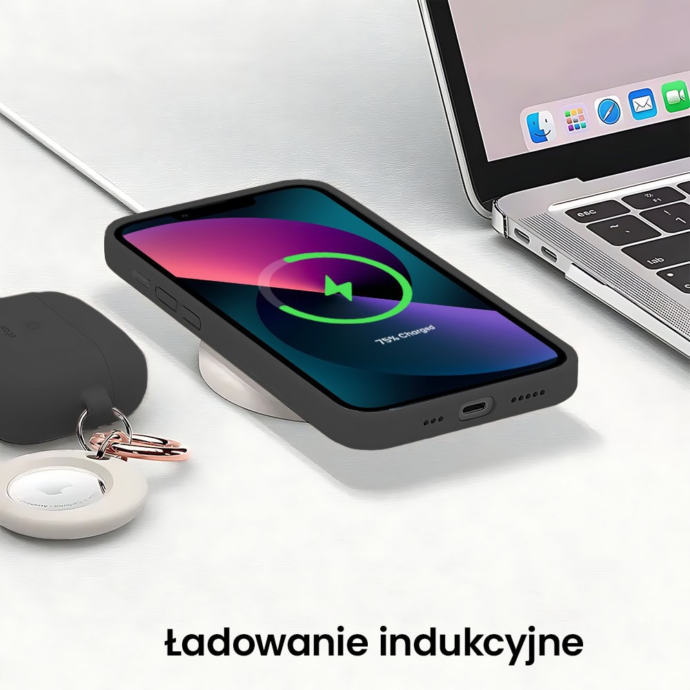 Etui do iPhone 13 Mini silikonowe z mikrofibrą soft touch z osłoną na aparat, czarne (1)
