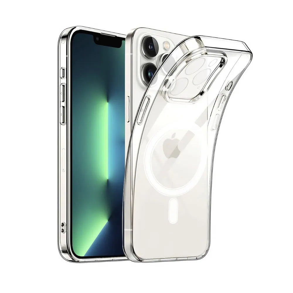 etui do iphone 13 pro max clear case, osłona aparatu, elastyczny tył z magsafe, przeźroczyste