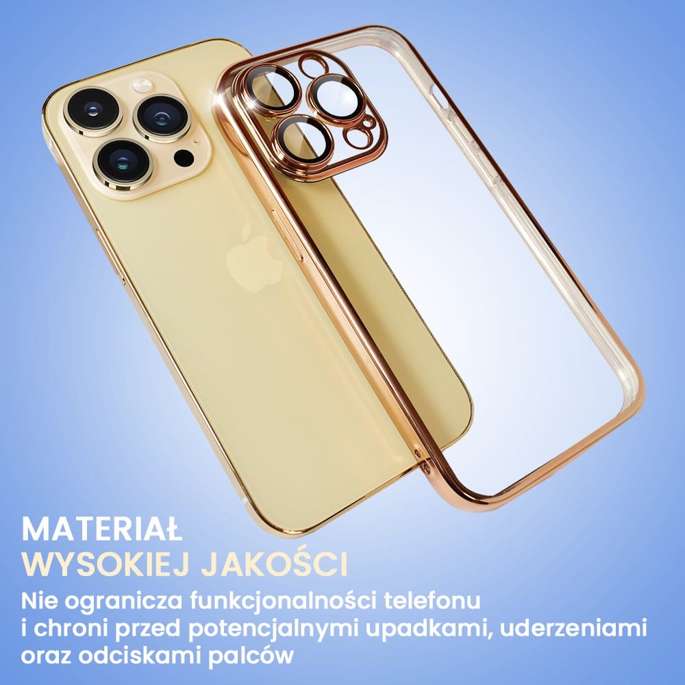 etui do iphone 13 pro max slim protect full cover z osłoną kamery i obiektywów 9h, czerwone złoto