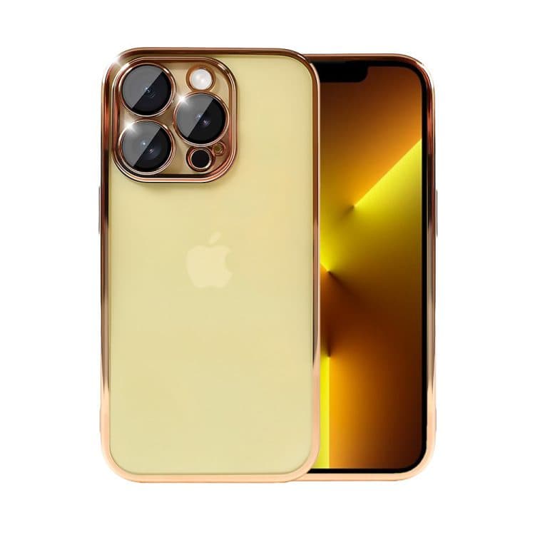 etui do iphone 13 pro max slim protect full cover z osłoną kamery i obiektywów 9h, czerwone złoto