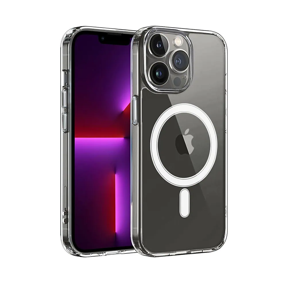 etui do iphone 13 pro max clear case, osłona aparatu, elastyczny tył z magsafe, przeźroczyste