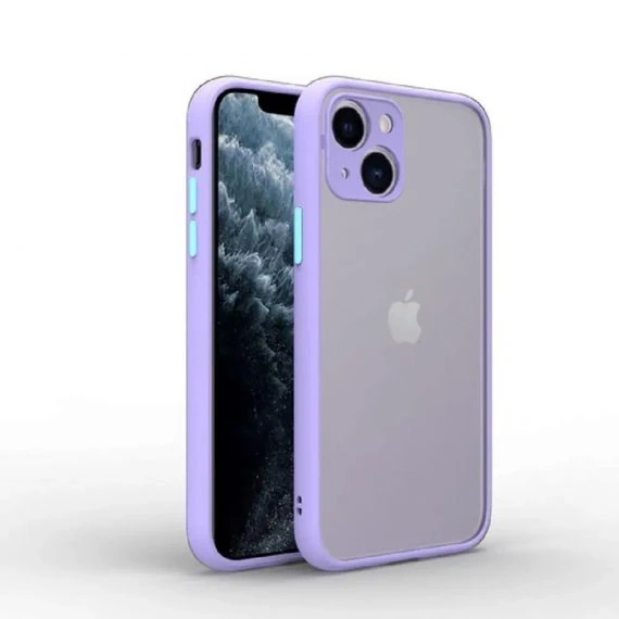 Etui do iPhone 13 Mini półprzezroczyste matowe z ochroną aparatu, liliowe fioletowe