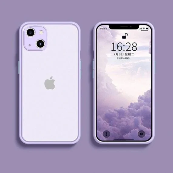 etui do iphone 13 liliowe fioletowe póbprzezroczyste matowe z ochron aparatu 2 got