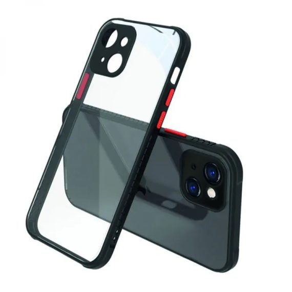 Etui bumper do iPhone 13 Mini hybrydowe wytrzymałe odporne na wstrząsy, szklany tył