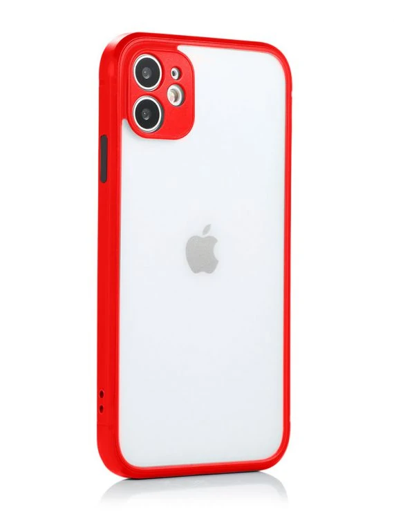 etui iphone 11 silikonowe czerwone z kolorowymi przyciskami 1