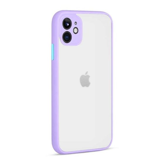 Etui do iPhone 11 Soft Matt protect fioletowe silikonowe z kolorowymi przyciskami