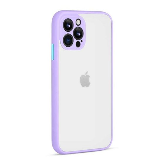 Etui do iPhone 12 Pro Max Soft Matt protect fioletowe silikonowe z kolorowymi przyciskami
