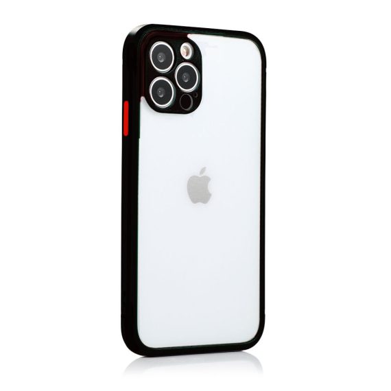 Etui do iPhone 12 Pro Soft Matt protect czarne silikonowe z kolorowymi przyciskami