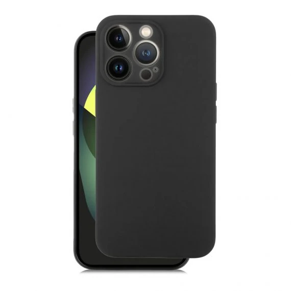 Etui do iPhone 12 Pro Max silikonowe z mikrofibrą soft touch z osłoną aparatu, czarne