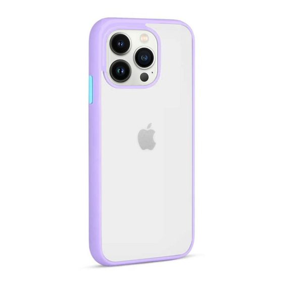 Etui do iPhone 13 Pro Soft Matt protect fioletowe silikonowe z kolorowymi przyciskami