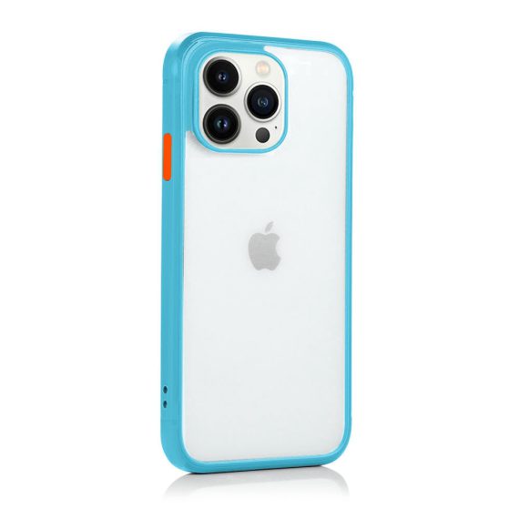 Etui do iPhone 13 Pro Max Soft Matt protect niebieskie silikonowe z kolorowymi przyciskami