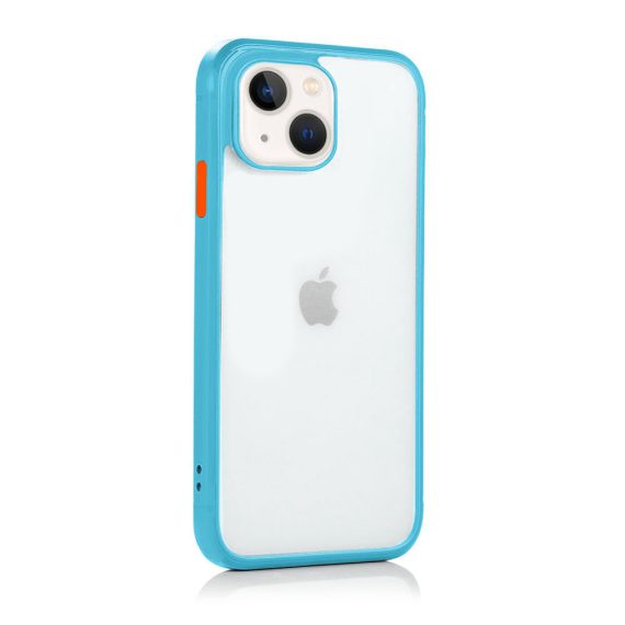 Etui do iPhone 13 mini Soft Matt protect niebieskie silikonowe z kolorowymi przyciskami