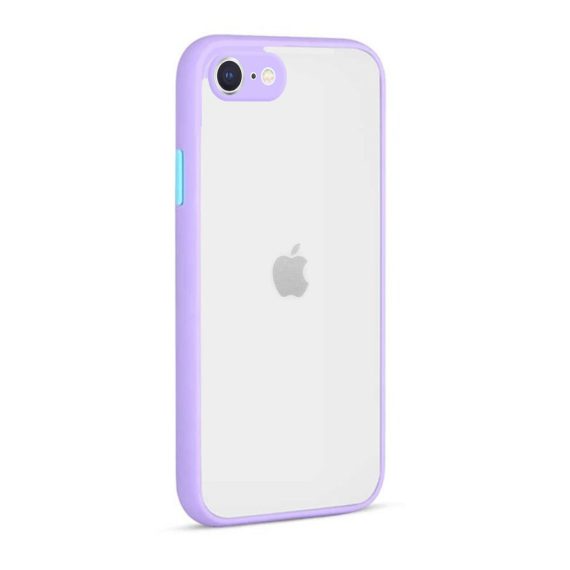 Etui do iPhone SE2022/SE2020/8/7 Soft Matt Protect fioletowe silikonowe z kolorowymi przyciskami