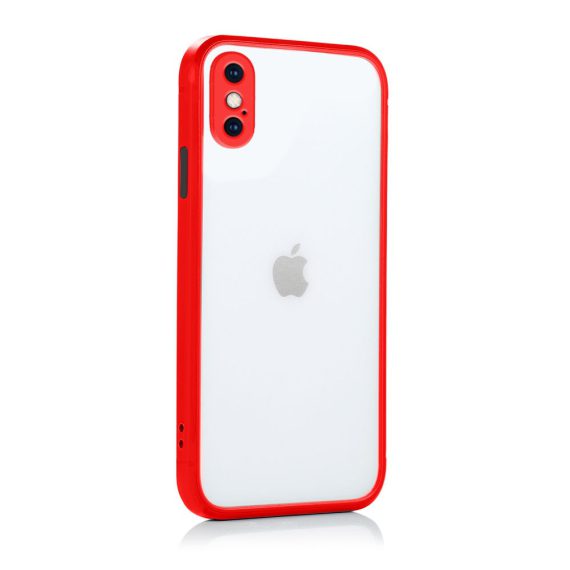 Etui do iPhone X/XS Soft Matt protect czerwone silikonowe z kolorowymi przyciskami