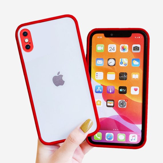 etui iphone x xs silikonowe czerwone z kolorowymi przyciskami 3
