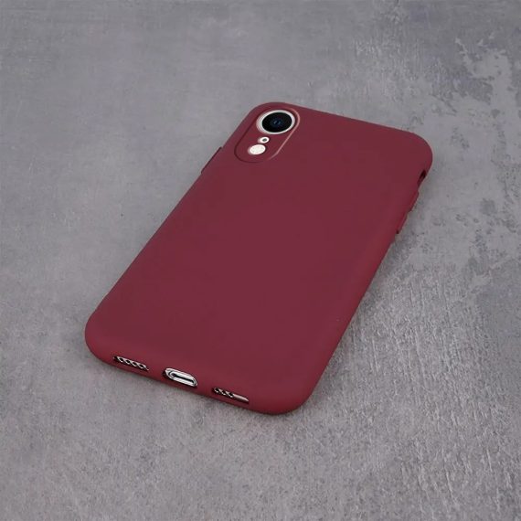 etui iphone xr matowe silikonowe mikrofibra bordowe z osłoną aparatu 3
