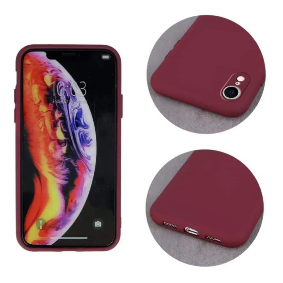 etui iphone xr matowe silikonowe mikrofibra bordowe z osłoną aparatu 4