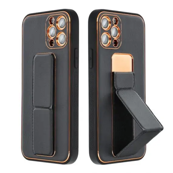 Etui do iPhone 13 Pro Max Stand Leather Case z podstawką skórzane, czarne