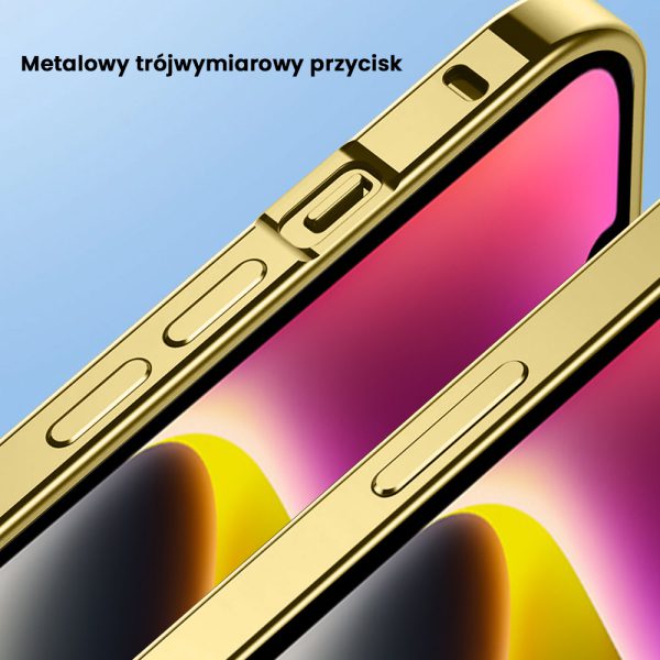 etui do iphone 13 pro metalic gold frame oryginal matowe, złota ramka, ochrona aparatu