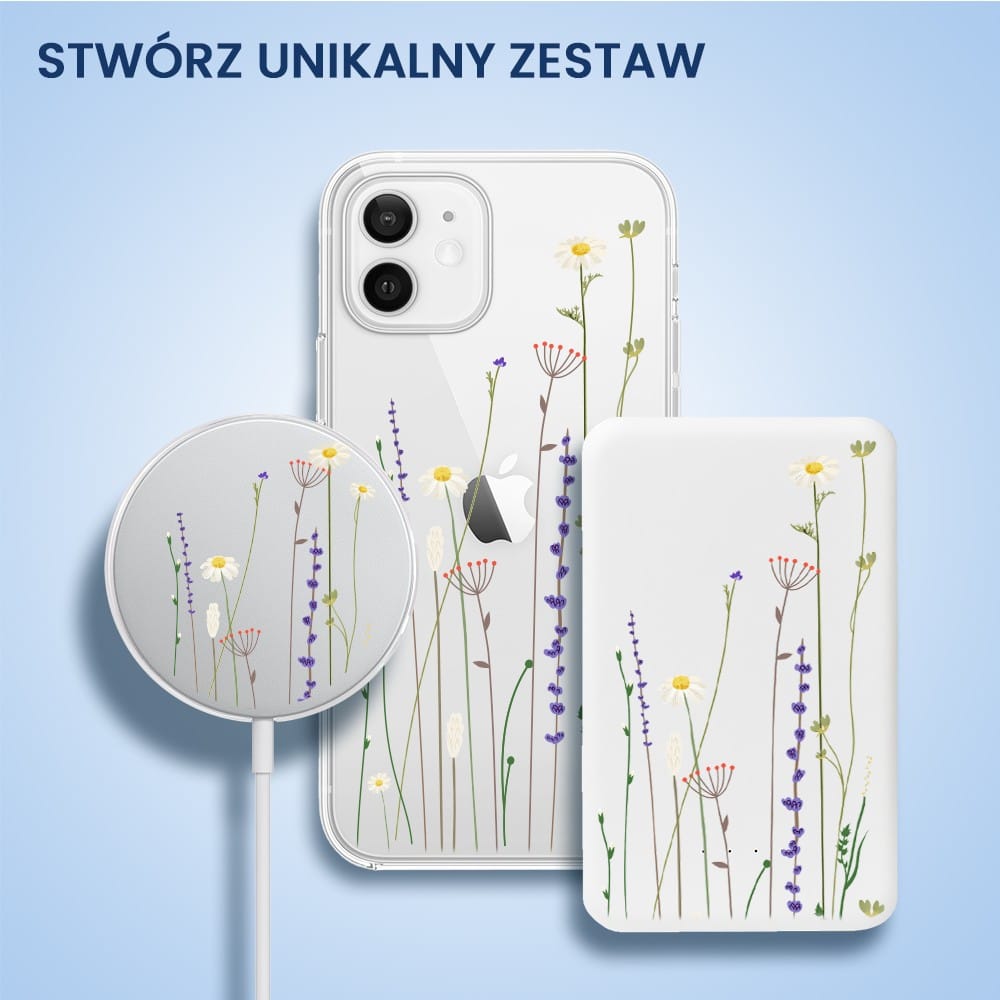 etui do iphone 12 mini silikonowe przeźroczyste wiosenne kwiaty